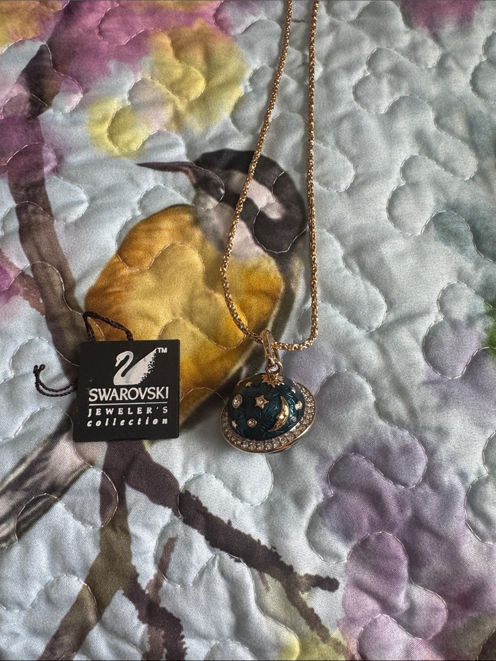 Swarovski Gold-Tone Teal Celestial Pendant Necklace